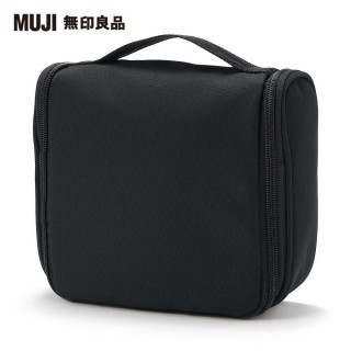 【MUJI 無印良品】聚酯纖維吊掛盒型收納包/黑.約16x19x6cm