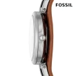 【FOSSIL 官方旗艦館】Carlie 經典文青簡約女錶 棕色真皮錶帶 指針手錶 28MM ES5214