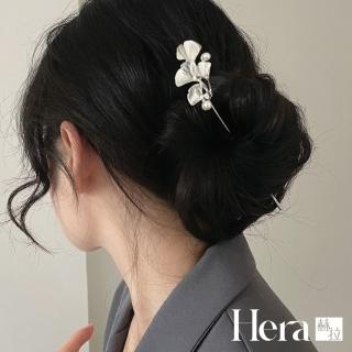 【HERA 赫拉】法式簡約銀杏葉珍珠髮簪 L111092007(珍珠髮簪)