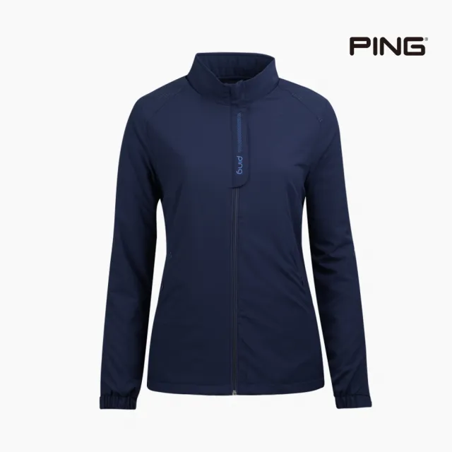 【PING】女款腰側沖孔防潑水休閒鋪棉外套-深藍(蓄熱保溫/GOLF/高爾夫/RC22212-58)