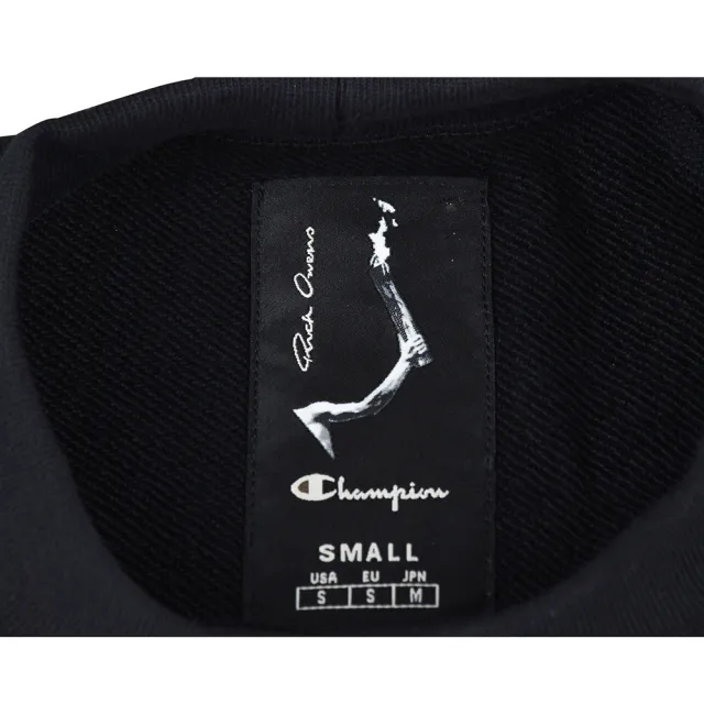 【RICK OWENS】RICK OWEN x CHAMPION聯名款草寫LOGO星星設計純棉長袖T恤(男款/黑)