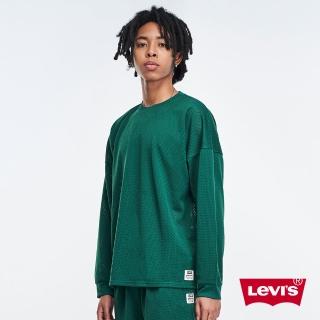 【LEVIS 官方旗艦】Gold Tab金標系列 男款 寬鬆版落肩網眼運動長袖T恤 森林綠 上衣 熱賣單品 A3762-0005