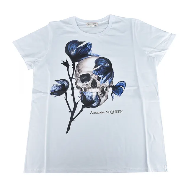 【ALEXANDER MCQUEEN】McQUEEN 風鈴草骷顱頭印花短袖T-Shirt(白)