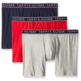 【Tommy Hilfiger】2022男棉質寶藍紅灰色四角修飾內著混搭3件組-網(預購)