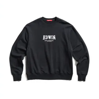 【EDWIN】男裝 人氣復刻款 立體繡花厚長袖T恤(黑色)