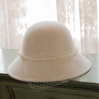 【巴黎精品】現貨+預購 禮帽毛呢帽(氣質珍珠網紗新娘造型女帽子v1am32)