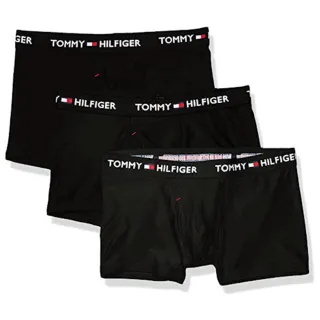【Tommy Hilfiger】2022男時尚細纖維黑色四角內著3件組-網(預購)