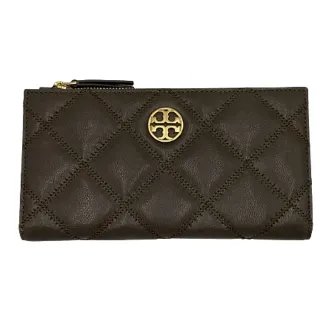 【TORY BURCH】經典按扣雙摺長夾含拉鍊零錢袋(鐵灰色)