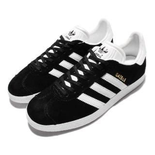 【adidas 愛迪達】休閒鞋 Gazelle 黑 白 金標 麂皮 復古 百搭 男鞋 女鞋 三葉草 愛迪達(BB5476)