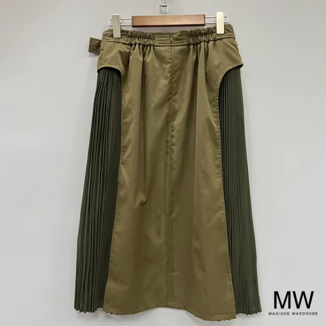 【MAGIQUE WARDROBE】拚接百褶雪紡中長裙(2色)