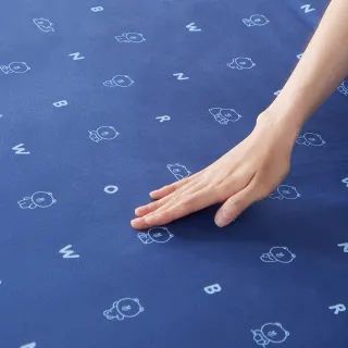 【YVONNE 以旺傢飾】100%美國棉印花床包-熊大 紳士藍 LINE FRIENDS(加大 純棉)