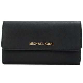 【Michael Kors】JET SET 經典防刮三折長夾(黑)