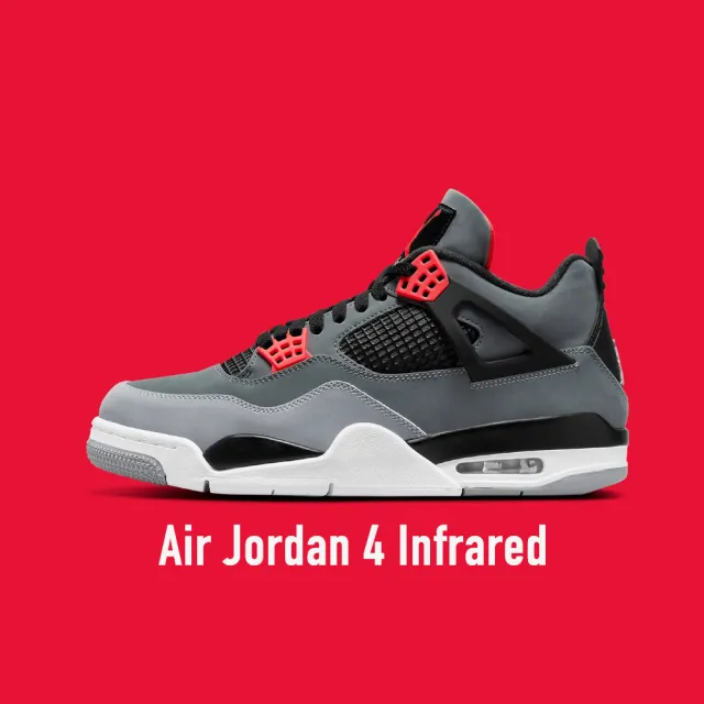 NIKE 耐吉】Air Jordan 4 Infrared 紅外線灰黑紅男款DH6927-061(Air