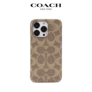 【COACH】iPhone 14 Plus 精品手機殼 卡其色經典大C(保護殼/手機套)