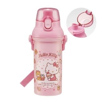 【小禮堂】HELLO KITTY 兒童彈蓋直飲水壺 480ml Ag+ - 粉杯子蛋糕款(平輸品) 凱蒂貓