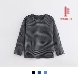 【KWarm】臺灣製極暖科技升溫發熱衣 男細條圓領(男裝發熱衣 臺灣紡織所檢測升溫達13度+ 輕薄蓄熱保暖)