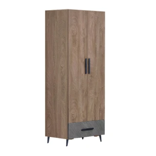【文創集】普利茅雙色2.5尺二門單抽衣櫃