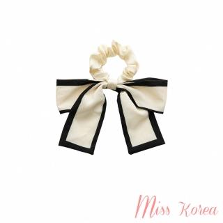 【MISS KOREA】黑白髮繩 撞色髮繩/韓國設計優雅氣質黑白撞色蝴蝶結造型髮繩 大腸圈(2色任選)