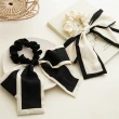 【MISS KOREA】黑白髮繩 撞色髮繩/韓國設計優雅氣質黑白撞色蝴蝶結造型髮繩 大腸圈(2色任選)