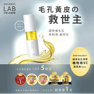 【unlabelLAB安博士】補水保濕柔嫩3件組★炸水肌活神經醯胺50ml_2入+毛孔清零維他命VC美容液50ml