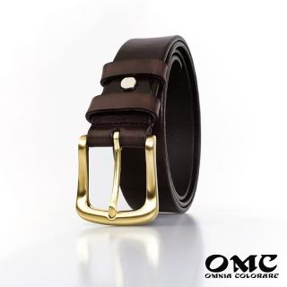 【OMC】義大利植鞣革-單層簡約-全牛皮休閒皮帶(深咖啡)