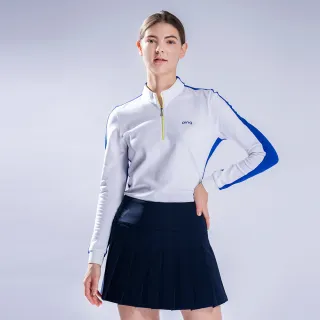 【PING】女款星型剪接立領長袖POLO衫-藍(日本素材/GOLF/高爾夫球衫/RA22216-56)