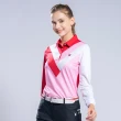 【PLAYBOY GOLF】女款V型配色薄長袖POLO衫-紅(吸濕排汗/抗UV/高爾夫球衫/KA22201-18)