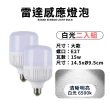 【HH】二入組 15W 雷達感應燈炮 LED 感應燈泡(人體感應燈泡 樓梯燈 走廊燈 露臺燈 門口燈 防水防爆 防蚊蟲)