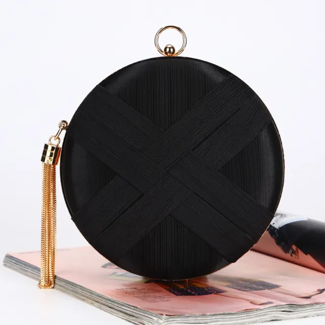 【巴黎精品】現貨+預購 晚宴包手拿包(絲綢編織流蘇小圓包女包包5色v1ah63)