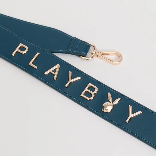 【PLAYBOY】五金字母寬版背帶 PLAYBOY背帶系列(藍色)