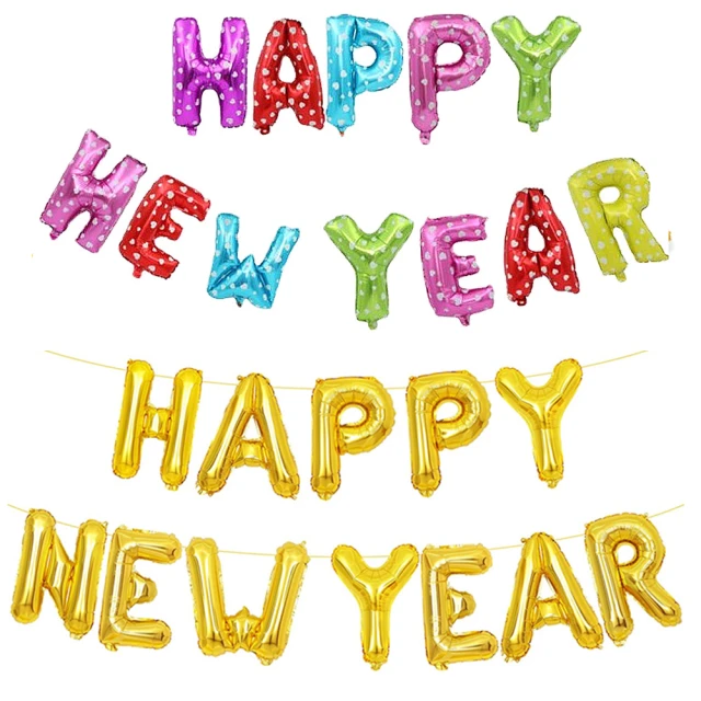 【野思】16吋HAPPY NEW YEAR新年快樂字母氣球組(跨年佈置)