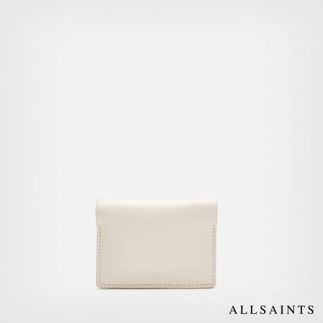 【ALLSAINTS】HONORE 鉚釘羊皮卡片斜背包- 白 WR536X