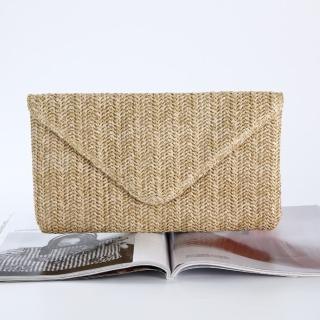 【巴黎精品】現貨+預購 晚宴包手拿包(手工草編信封簡約女包包v1ah90)