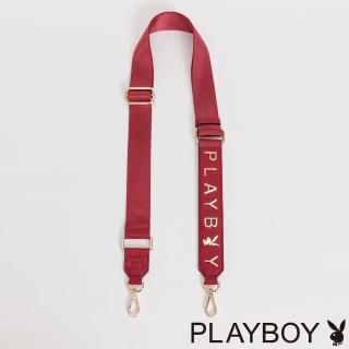 【PLAYBOY】可調節式五金字母寬版背帶 PLAYBOY背帶系列(紅色)
