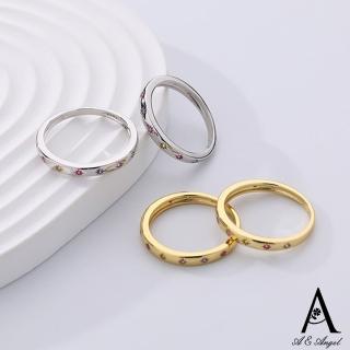 【ANGEL】許願星星點點簡約水鑽開口彈性戒指(2色戒圍可選)