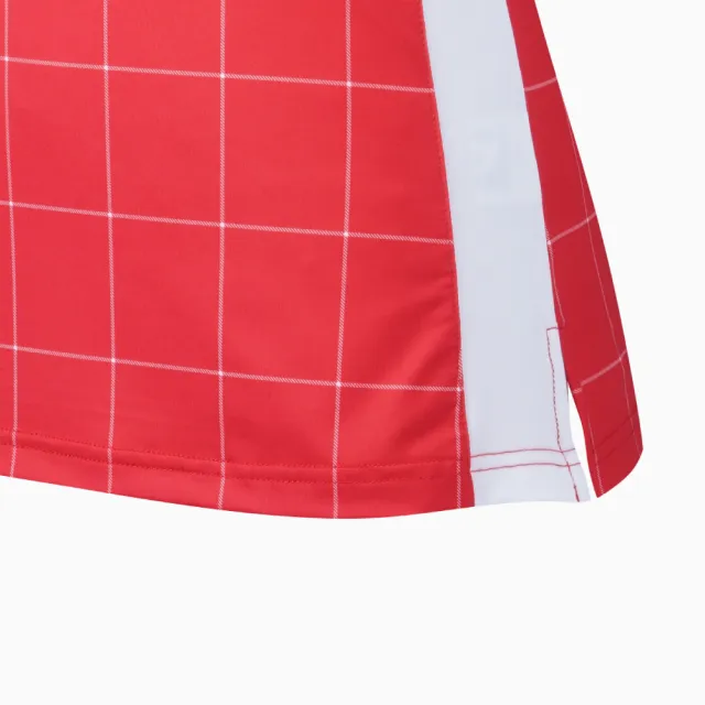 【PING】女款格紋短袖 POLO衫-紅(吸濕排汗/抗UV/GOLF/高爾夫球衫/RA21109-18)
