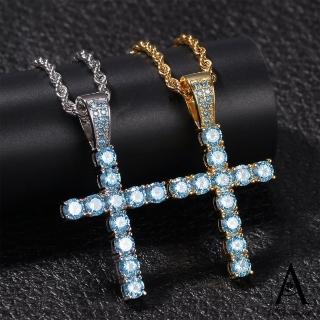 【ANGEL】嘻哈華麗晶鑽十字架中性鈦鋼毛衣項鍊(5色可選)