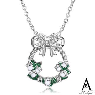 【ANGEL】聖誕銀鈴花環蝴蝶結鎖骨項鍊(銀色)