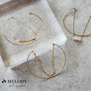 【日本MELODY ACCESSORY】日本製典雅浪漫雙層珍珠金手鍊手環 開口設計 大小可調節(手鐲 質感情人節禮物)