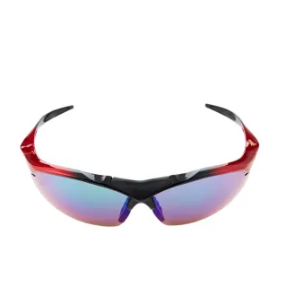 【Z-POLS】頂級TR90輕量材質黑紅漸層色 搭載PC防爆電鍍綠運動太陽眼鏡(抗UV400抗烈陽多功能輕量運動眼鏡)