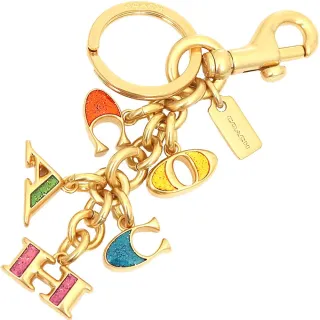 【COACH】彩虹COACH琺瑯字母吊飾鑰匙圈包包掛飾