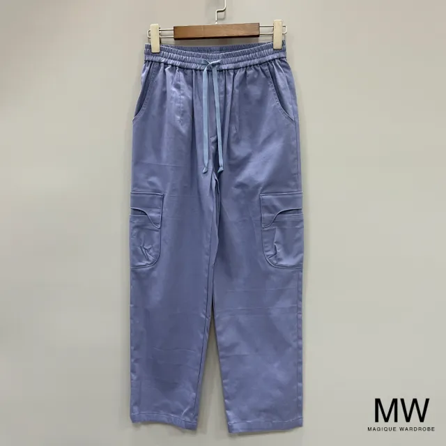【MAGIQUE WARDROBE】鬆緊綁繩雙口袋窄管褲(2色)
