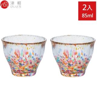 【ADERIA】日本津輕手作金彩花火湯吞杯 2入組(水杯 玻璃杯 手工杯)