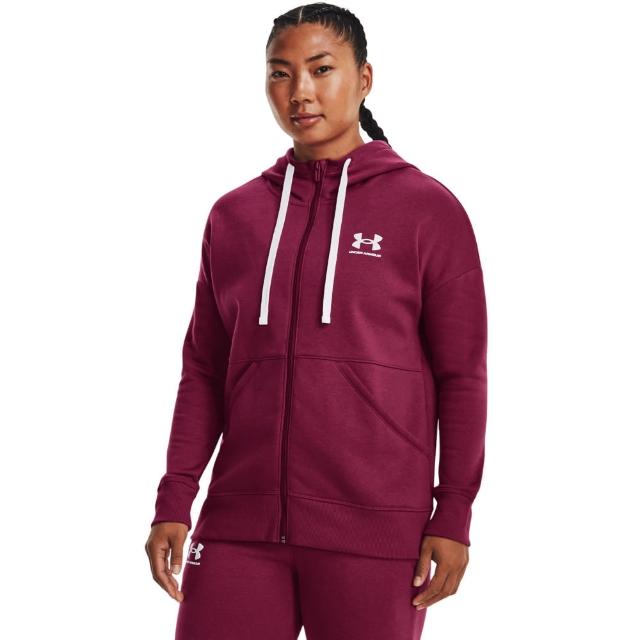 【UNDER ARMOUR】UA官方直營 女 Rival Fleece刷毛連帽外套 _1356400-635(火星紅)