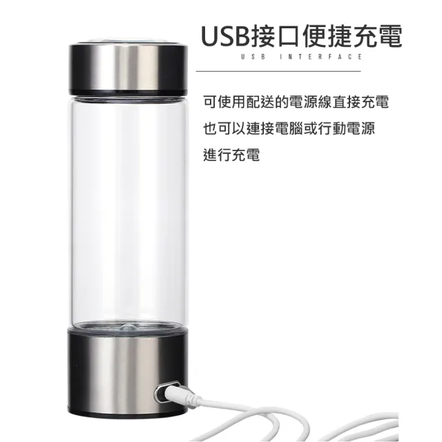 【CITY STAR】便攜型富氫水素水玻璃杯CH-450ml水素杯1入(水素水玻璃杯CH)