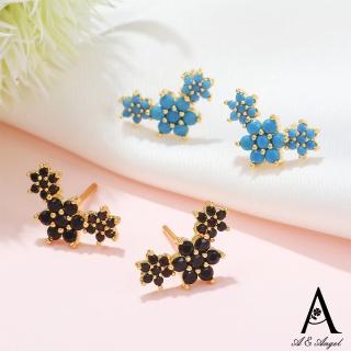 【ANGEL】微笑花環甜美花朵造型簡約耳環(2色可選)