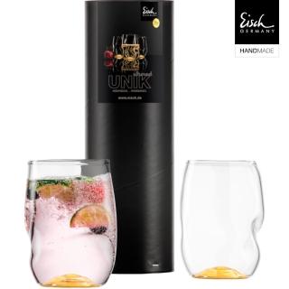 【Eisch】德國UNIK手工金色曲型杯/無鉛水晶玻璃杯/手工杯-330ml/2入組
