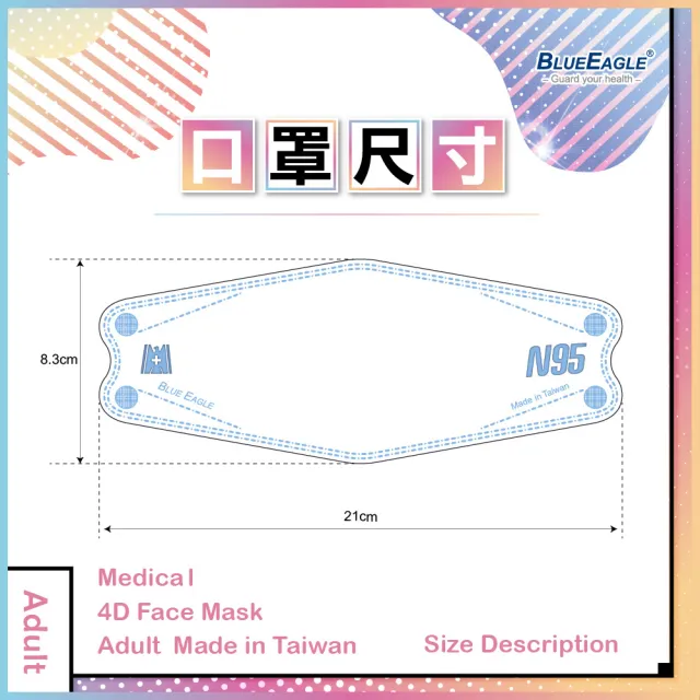 【藍鷹牌】N95 4D立體型醫療成人口罩4盒  30片/盒(12色可選)