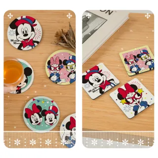 【收納王妃】Disney 迪士尼 米奇米妮 派對系列 軟式珪藻土杯墊 2入組(10x10x0.5 珪藻土 米奇 米妮)