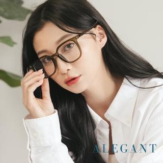 【ALEGANT】羅緞綠韓版個性潮流方框UV400濾藍光眼鏡(時光的千帆繪卷)